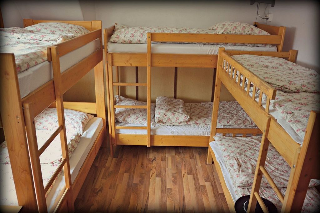 Bunk beds in a rented room of a boarding house